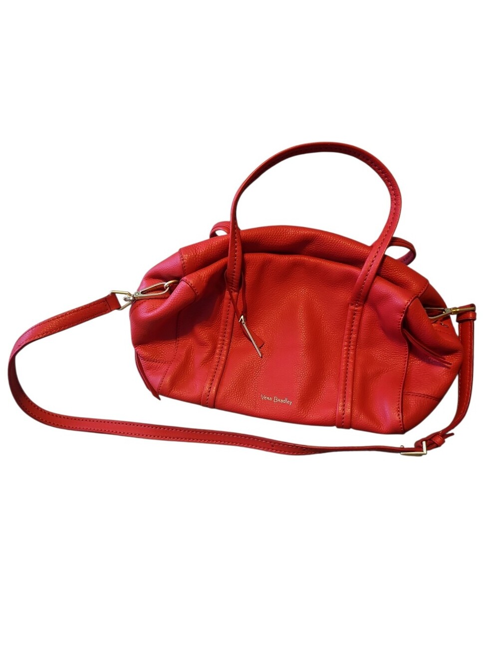Vera Bradley Coral Red Crossbody Shoulder Bag Sachel All Leather